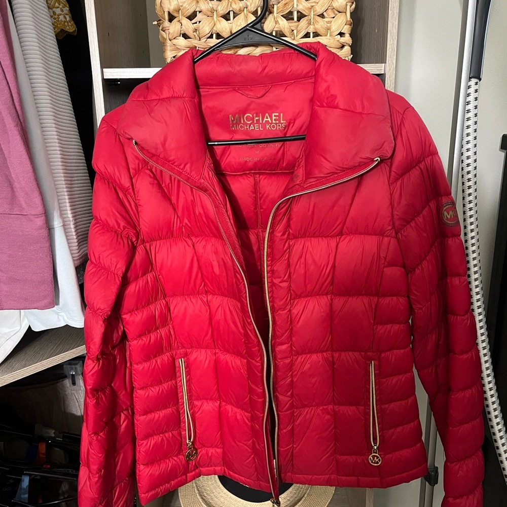 Michael Kors Vibrant Red Puffer Jacket